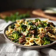 Sausage Broccoli Farfalle: Savory and Garlicky