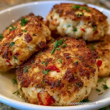 Baked Lobster and Crab Cakes: Golden Recipe Card
