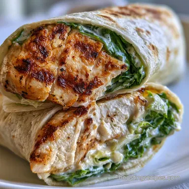 Chicken Caesar Wrap in 11 Minutes Recipe Card