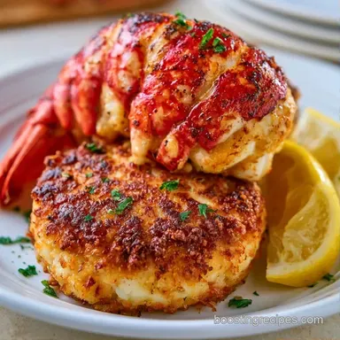 Gourmet Lobster and Crab Cakes: Golden Recipe Card