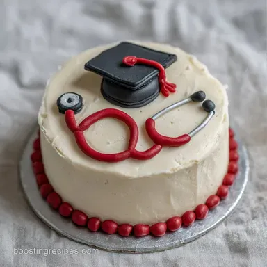 Homemade Nurse Grad Cake for 12 Servings Recipe Card