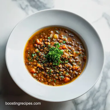 Slow Cooker Lentil Soup for 6 Servings with Hearty Vegetables Recipe Card