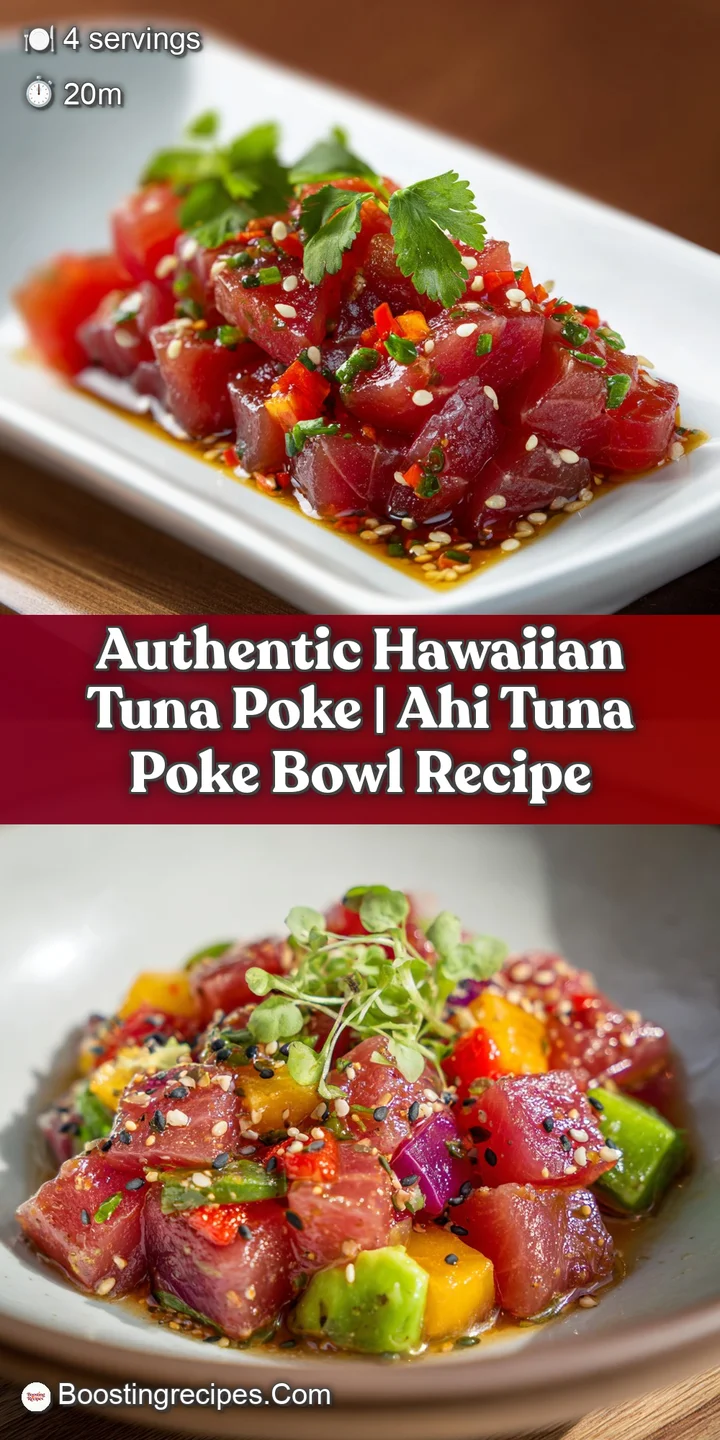 Glistening chunks of ruby-red tuna, creamy avocado, and emerald scallions, a textural feast.