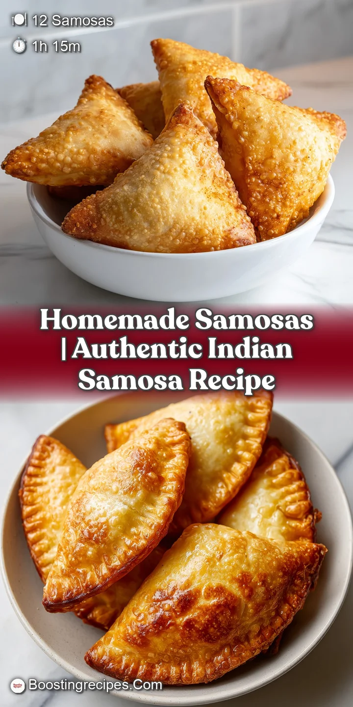 Close-up of a flaky, golden fried pastry shell breaking open to reveal a steaming spiced potato and pea filling.
