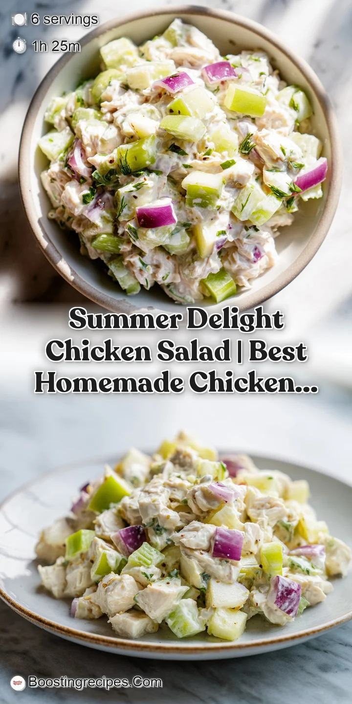 Close-up of creamy chicken chunks mixed with sliced grapes and green onions, showing a rich, glossy texture.