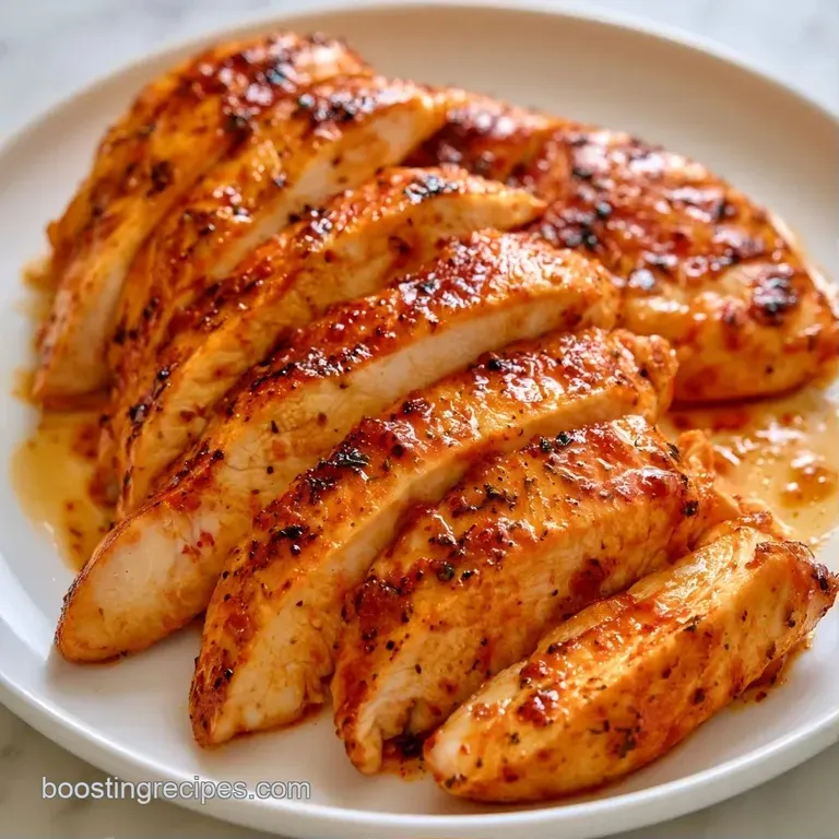 Sliced golden poultry breasts arranged neatly on a ceramic plate with steamed asparagus and a wedge of bright lemon.