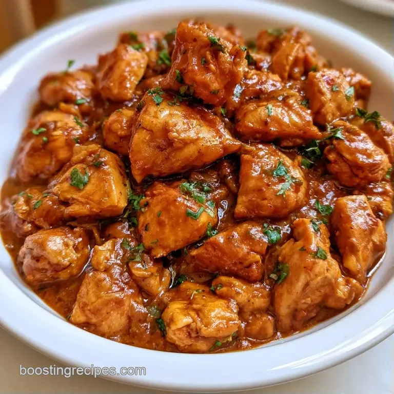 A deep copper bowl of creamy curry paired with fluffy white basmati rice and a charred, buttered piece of naan bread.