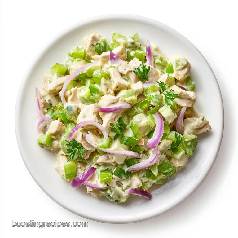 Elegant scoop of creamy white chicken and juicy purple grapes nestled on a vibrant green leaf of crisp lettuce.