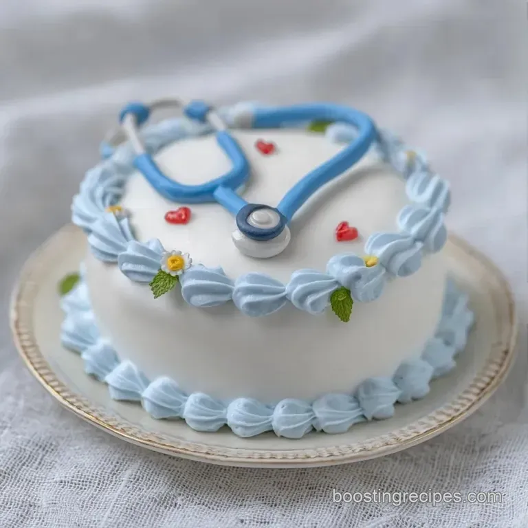 A slice of fluffy white cake on a white ceramic plate, topped with smooth frosting and a delicate blue sugar ribbon.