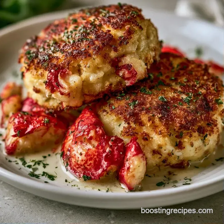 Three seared seafood cakes on a slate board with a swirl of creamy aioli and a sprig of fresh microgreens.