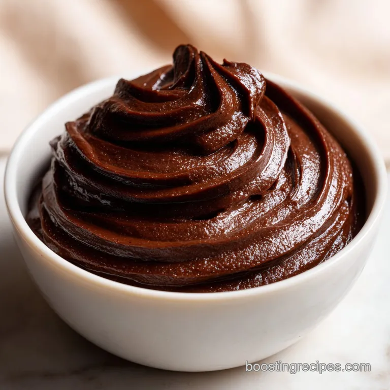 Elegant swirls of deep cocoa cream piped in perfect peaks on a clean white dessert plate with a gold fork.