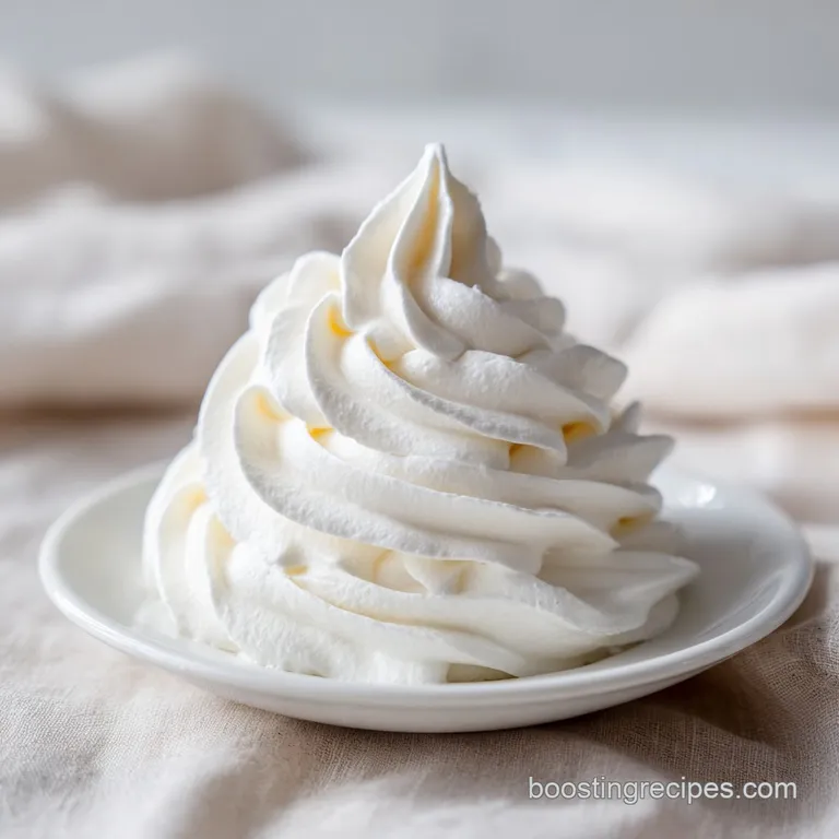 A pristine cake on a marble pedestal with precise, velvety swirls of bright white icing and a clean finish.