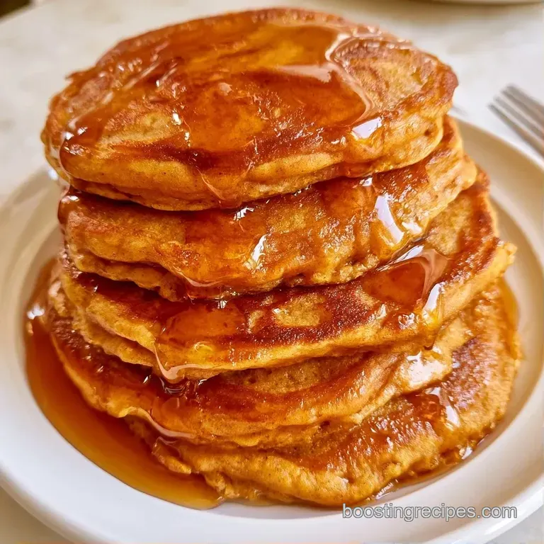 Golden-orange cakes stacked on a ceramic plate, garnished with a sprig of mint and a dusting of cinnamon powder.