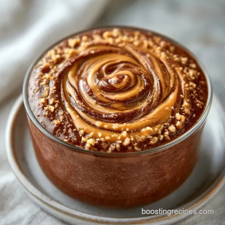 Frothy brown drink in a chilled glass set on a marble slab beside a small bowl of dark chocolate chips.