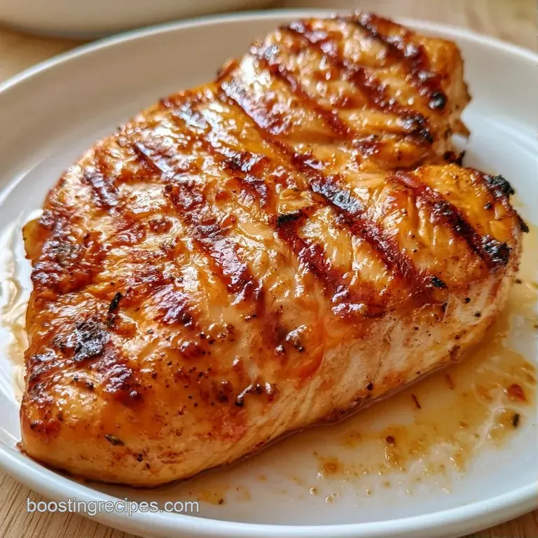 Vibrant orange grilled meat with char marks, served with sliced red onions and lime wedges on a white plate.