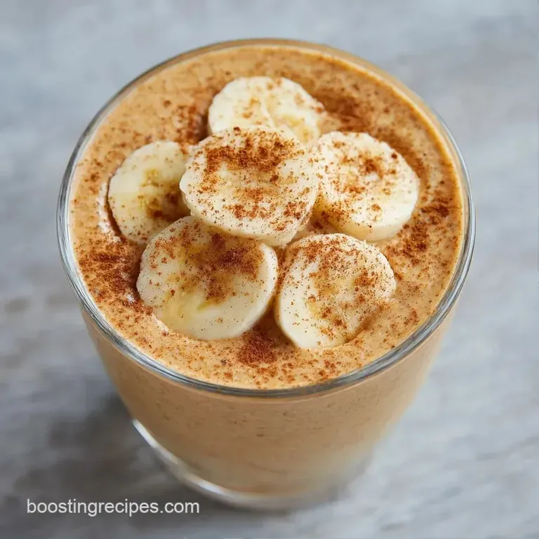 Velvety beige beverage in a sleek glass with a cinnamon sprinkle, set against a bright, minimal white background.