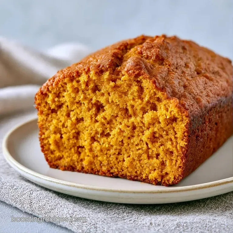 A single slice of orange-hued cake topped with a melting pat of butter on a white ceramic plate with a linen napkin.
