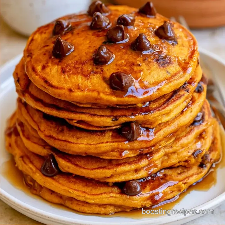 Fluffy Pumpkin Chocolate Chip Pancakes