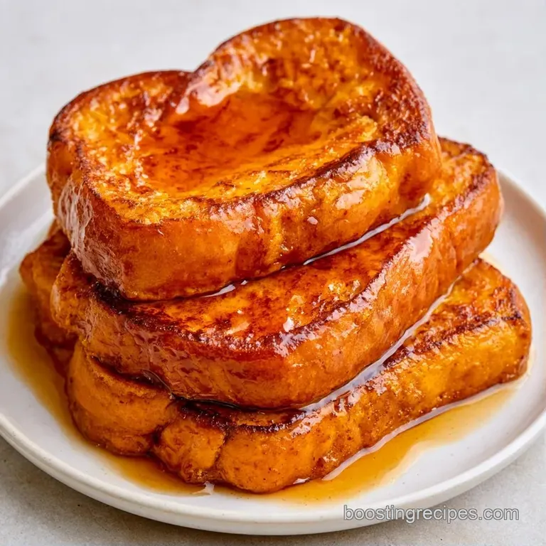 Thick slices of toasted orange bread stacked on a white plate, dusted with cinnamon and fresh blueberries.