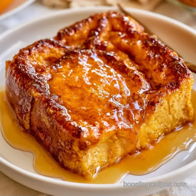 Sliced golden custard bread on a ceramic plate, topped with a dollop of cream and a sprinkle of cinnamon sugar