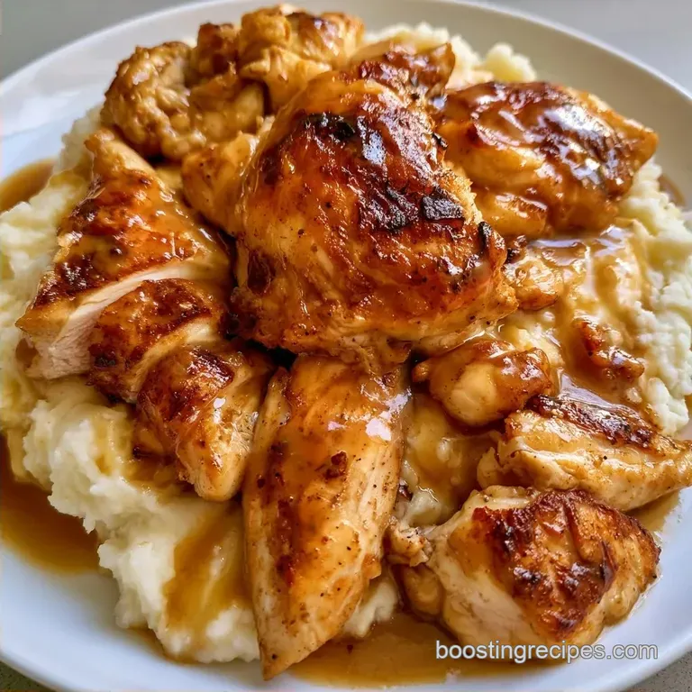 Golden Roast Chicken with Mashed Potatoes and Gravy