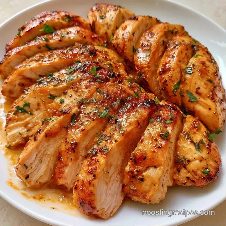 Sliced golden poultry breast served with roasted asparagus and baby carrots on a matte black plate with a glaze.